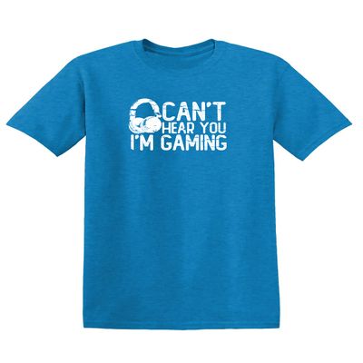 Can't Hear You I'm Gaming Headset Funny T Shirt L Heather Sapphire
