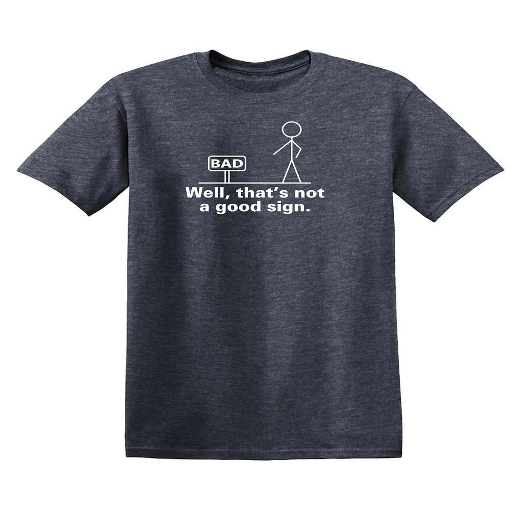 Not A Good Sign Stick Figure Funny T Shirt 3XL Heather Navy