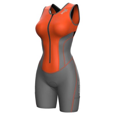 Sparx Women Triathlon Suit Tri Short Racing Cycling Swim Run (2XL, Gray/Orange)