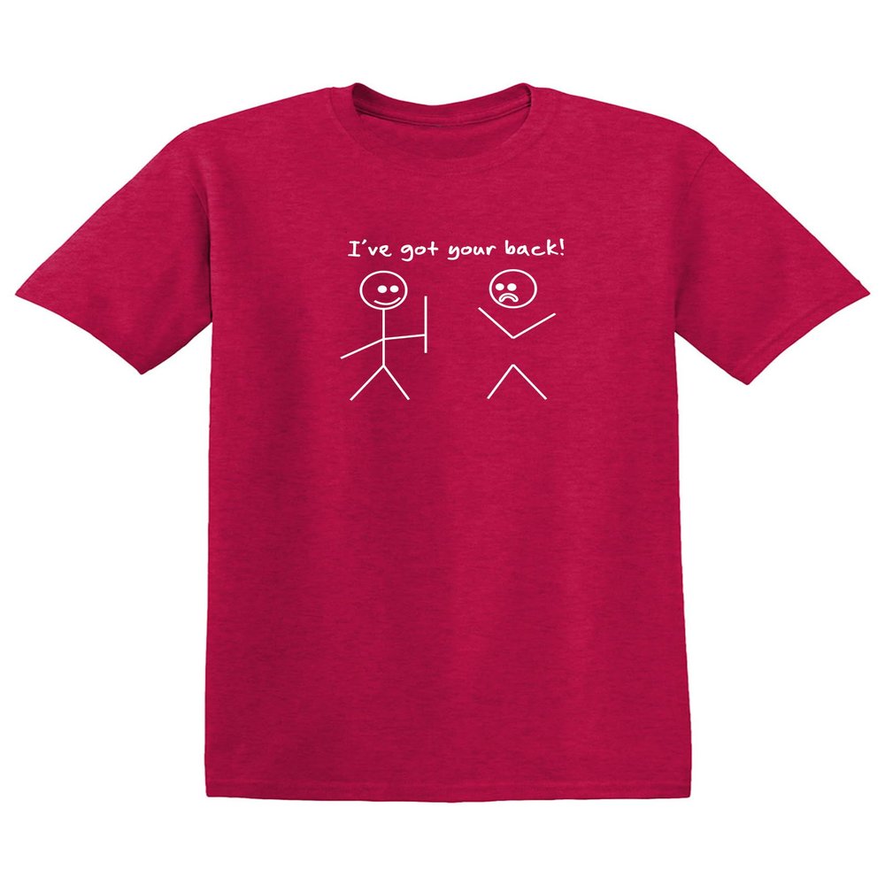 I've Got Your Back Shirt for Men Women Kids Stick Figure Friendship Tee Funny Graphic Sarcastic Joke Novelty T-Shirt S Heather Red