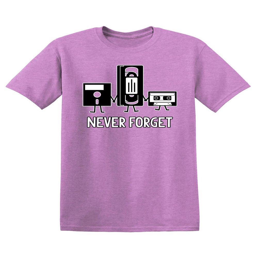 Never Forget Cassette Tape VHS Gamer Funny T Shirt S Heather Orchid