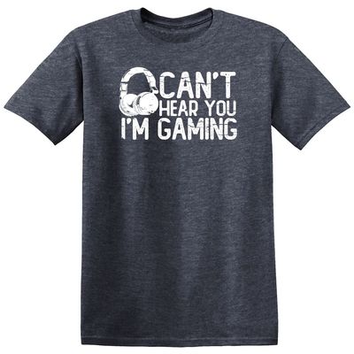 Can't Hear You I'm Gaming Headset Funny T Shirt S Heather Navy