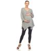 white mark Women's Maternity Empire Waist V-Neck 3/4 Sleeve Tunic Top Grey view 1