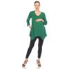 white mark Women's Maternity Empire Waist V-Neck 3/4 Sleeve Tunic Top Green view 1
