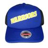Mitchell & Ness Golden State Warriors Jersey Hook Trucker Mesh Snapback Adjustable Hat Cap - Blue view 2
