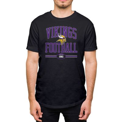 Hybrid Sports NFL Football Arch - Men's and Women's Short Sleeve T-Shirt - Size Small Minnesota Vikings - Black