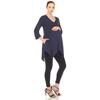 white mark Women's Maternity Empire Waist V-Neck 3/4 Sleeve Tunic Top Navy view 2