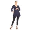 white mark Women's Maternity Empire Waist V-Neck 3/4 Sleeve Tunic Top Navy view 1