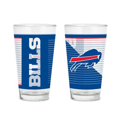 Rico Industries NFL Football Buffalo Bills 16 oz Pint Glasses with Digitally Printed Logo, Practical Set of 2 Classic Drinking Glasses, Dishwasher Safe