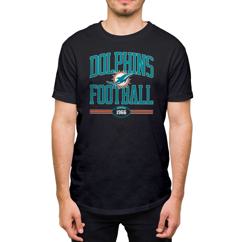 Hybrid Sports NFL Football Arch - Men's and Women's Short Sleeve T-Shirt - Size 2 X-Large Miami Dolphins - Black