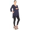 white mark Women's Maternity Empire Waist V-Neck 3/4 Sleeve Tunic Top Navy view 2
