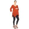 white mark Women's Maternity Empire Waist V-Neck 3/4 Sleeve Tunic Top Brown view 2