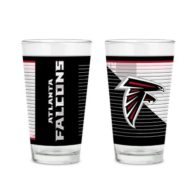 Rico Industries NFL Football Atlanta Falcons 16 oz Pint Glasses with Digitally Printed Logo, Practical Set of 2 Classic Drinking Glasses, Dishwasher Safe
