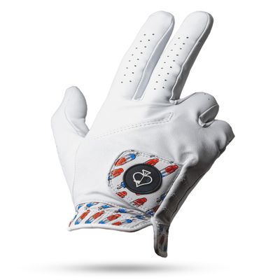 Pins & Aces - Rocket Pop Golf Glove Design - Premium AAA Cabretta Leather, Long-Lasting Durable Tour Glove for Men or Women - Premium Leather Golf Glove Left & Right Hand (Medium/Large, Right)