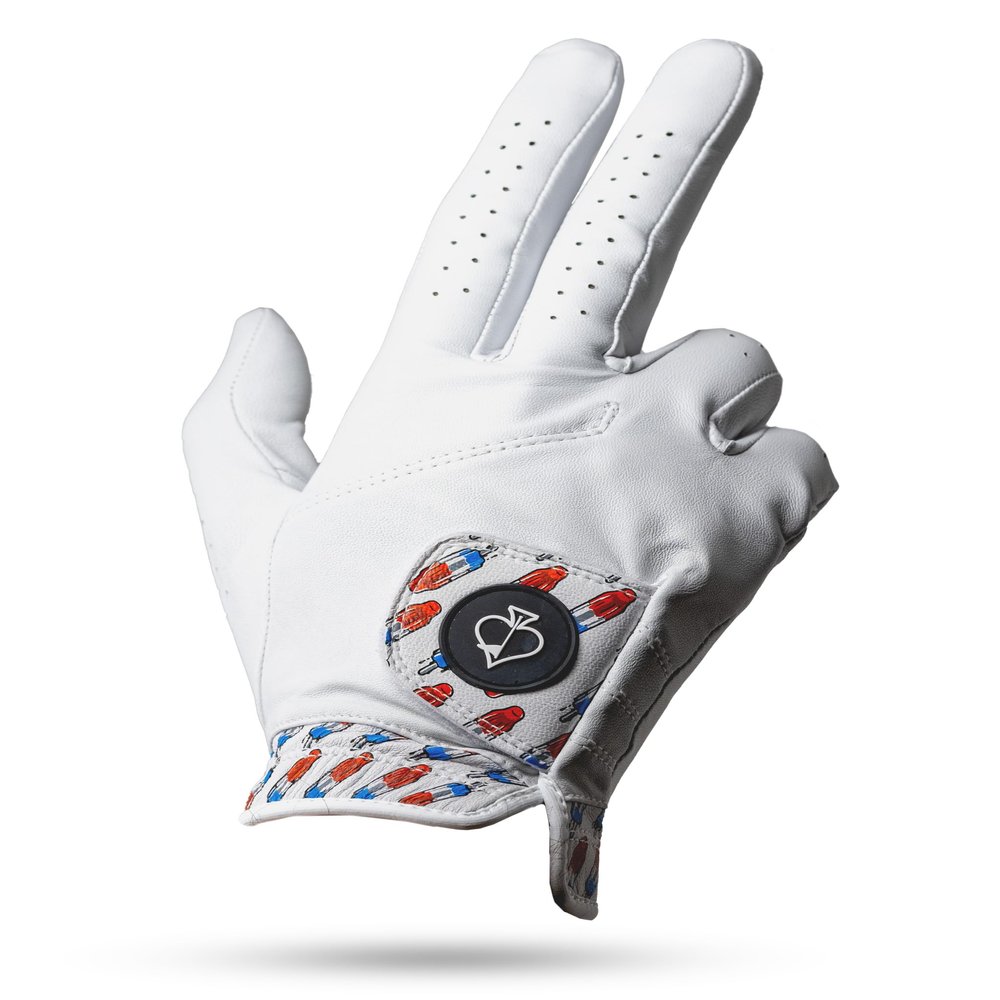 Pins & Aces - Rocket Pop Golf Glove Design - Premium AAA Cabretta Leather, Long-Lasting Durable Tour Glove for Men or Women - Premium Leather Golf Glove Left & Right Hand (Medium/Large, Right)