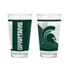 Rico Industries NCAA Michigan State Spartans 16 oz Pint Glasses with Digitally Printed Logo, Practical Set of 2 Classic Drinking Glasses view 1