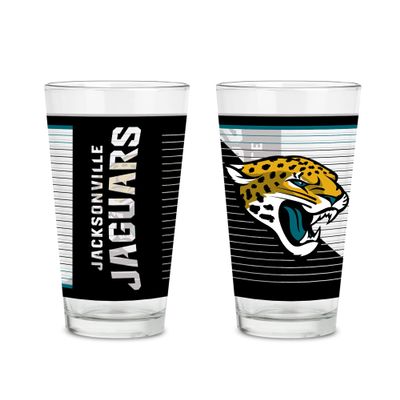 Rico Industries NFL Football Jacksonville Jaguars 16 oz Pint Glasses with Digitally Printed Logo, Practical Set of 2 Classic Drinking Glasses, Dishwasher Safe