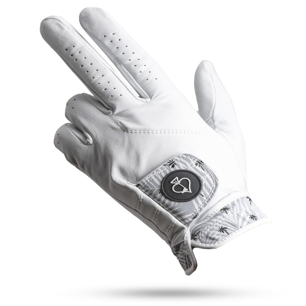 Pins & Aces - Palm Sunday Golf Glove Design - Premium AAA Cabretta Leather, Long-Lasting Durable Tour Glove for Men or Women - Premium Leather Golf Glove Left & Right Hand (Medium, Left)