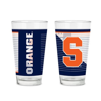 Rico Industries NCAA Syracuse Orange 16 oz Pint Glasses with Digitally Printed Logo, Practical Set of 2 Classic Drinking Glasses