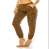 Double Denim January 5th High Waisted Cargo Joggers Pants for Women  Baggy Fleece-Lined Casual Sweatpants with Pockets Streetwear SCP-2049 Leopard Camel 1X view 2