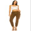 Double Denim January 5th High Waisted Cargo Joggers Pants for Women  Baggy Fleece-Lined Casual Sweatpants with Pockets Streetwear SCP-2049 Leopard Camel 1X view 4