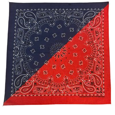 Premium Made in USA Unisex Paisley 100% Cotton Cowboy Bandana Head Wrap, USA Navy/Red, 1 Piece
