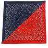 Premium Made in USA Unisex Paisley 100% Cotton Cowboy Bandana Head Wrap, USA Navy/Red, 1 Piece view 1