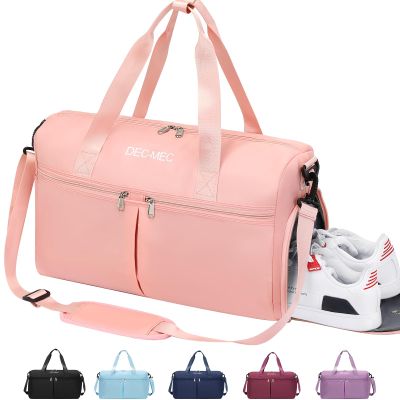 Dec-Mec Gym Bag for Women and Men with Shoes Compartment, Small Duffel Bag for Sports,Travel, Carry On Weekender Overnight Bag for Plane Gym Tote Bags Swimming Yoga Hospital Holdalls