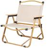 Folding Camping Chair, Outdoor Folding Chairs for Adults Heavy Duty, Fishing Chair with U-Shaped Legs and Wood Armrest, Steel Frame Support 265LBS, for Beach, Lawn (A 61cm) view 1