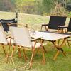 Folding Camping Chair, Outdoor Folding Chairs for Adults Heavy Duty, Fishing Chair with U-Shaped Legs and Wood Armrest, Steel Frame Support 265LBS, for Beach, Lawn (A 61cm) view 2