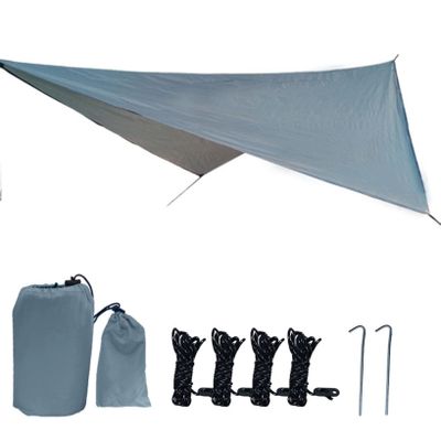 BINOXY Lightweight Survival Camping Tarp,Waterproof,Makes A Great Backpacking Tarp Or Hammock Shelter,Survival Bracelet Included (Color : Gray, Size : 360 * 290cm)