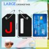 8 Pcs Initial Letter A-Z Luggage Tags Silicone Suitcase Instrument Tag with Name Card and Stainless Steel Loop(Letter J,Red, Black) view 2