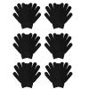 COLEDRE 6 Pairs Winter Gloves for Women Men Hand Protection Knit Black Gloves Cold Weather Magic Thermal Warm Stretchy Mittens for Running Driving Hiking view 1