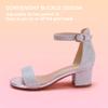 Hehainom Girls Silver Heels Sandals Size 13 Ankle Strap Dress Shoes Toddler Little Big Kid Flower Girl Wedding Party Pumps Shoes view 4