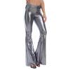 Shiny Metallic Skinny Flare Bell Bottom Pants Women's 70s Costume Wet Look Mermaid Stretchy High Waisted Disco Pants view 1