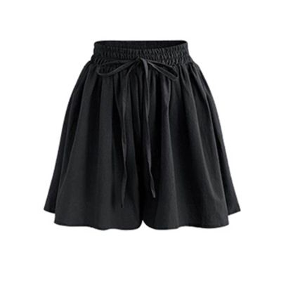 Uillui Women's Summer Casual Comfy Culottes Shorts Elastic Waist Chiffon Wide Leg Shorts Lounge Beach Flowy Shorts Black