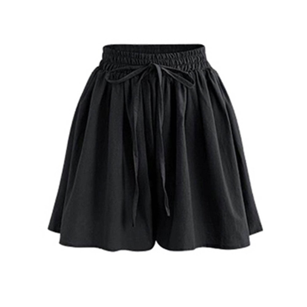 Uillui Women's Summer Casual Comfy Culottes Shorts Elastic Waist Chiffon Wide Leg Shorts Lounge Beach Flowy Shorts Black