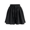 Uillui Women's Summer Casual Comfy Culottes Shorts Elastic Waist Chiffon Wide Leg Shorts Lounge Beach Flowy Shorts Black view 1