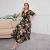 DUDSME Waist Western Style V-Neck midi Dress Plus Size Temperament Printed Black Sexy Trendy Dress view 1