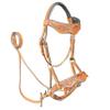 AMAZING HORSE STUFF Genuine Leather 2 Tone Sidepull Bitless Bridle | Wavy Browband & Noseband | Stainless Steel Hardware | Cow Soft Leather Padding | Antique Bridle| (Cob, Natural Base)