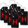 8 Pcs Initial Letter A-Z Luggage Tags Silicone Suitcase Instrument Tag with Name Card and Stainless Steel Loop(Letter H,Red, Black)