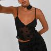 Women Sexy Two Piece Long Skirt Set Y2k Crop Cami Top Split Maxi Skirt Floral Print Outfits Summer Party Clubwear(A1-Black,L) view 2