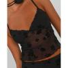 Women Sexy Two Piece Long Skirt Set Y2k Crop Cami Top Split Maxi Skirt Floral Print Outfits Summer Party Clubwear(A1-Black,L) view 3