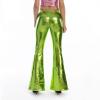 Shiny Metallic Skinny Flare Bell Bottom Pants Women's 70s Costume Wet Look Mermaid Stretchy High Waisted Disco Pants view 3