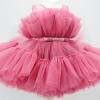 AITEXI Popular Children's Sleeveless Mesh Dress Solid Bow Dress New Princess Poncho Dress(Rose red,4-5Y) view 1