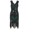 Fringe Sequin Prom Dresses Women Sleeveless V Neck Tassel Ball Gowns Midi Formal Dress Wedding Guest Cocktail Party Green view 2