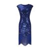 Fringe Sequin Prom Dresses for Women Sleeveless Tassel Ball Gowns Midi Formal Dress Wedding Guest Cocktail Party Blue view 4