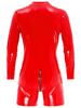 Lejafay Men's Zipper Boxer Shorts Bodycon Patent Leather Long Sleeve Leotard Bodysuit Jumpsuits Red Large view 2