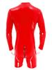 Lejafay Men's Zipper Boxer Shorts Bodycon Patent Leather Long Sleeve Leotard Bodysuit Jumpsuits Red Large view 4