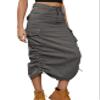 chouyatou Women's Y2K Cargo Skirt Jean Adjustable Casual A-Line Midi Long Denim Skirt (Small, Dark Grey) view 1